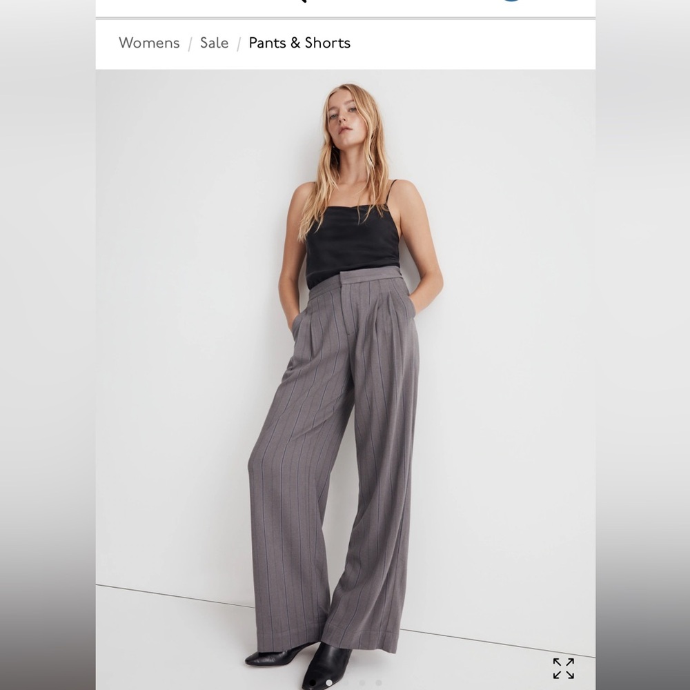 The Harlow Low-Slung Wide-Leg Pant in Pinstripe